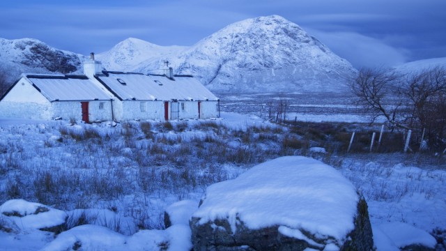 Black Rock Cottage in Winter, Glencoe, Scotland 