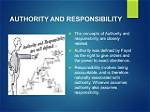A Journey into Authority, Responsibility,