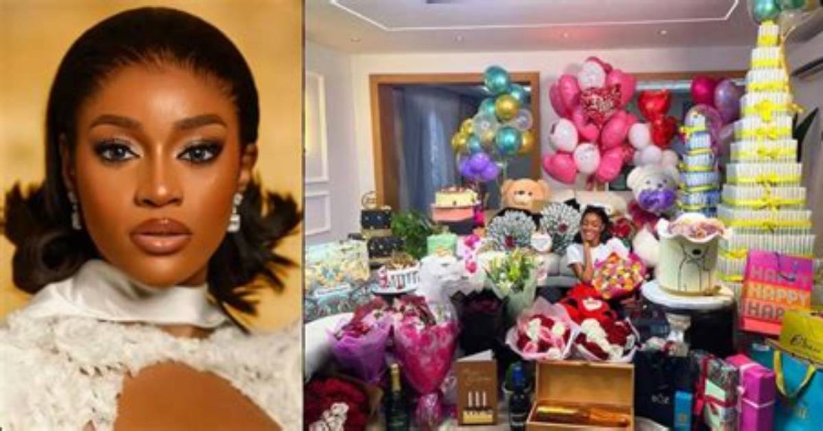 Beauty Tukura Picking Dollars at Her Birthday Party