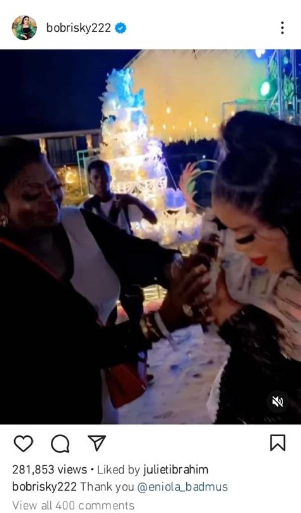 Bobrisky Grateful as Eniola Badmus Turns up for His Party After Other Celebrities Boycott Him (Video)