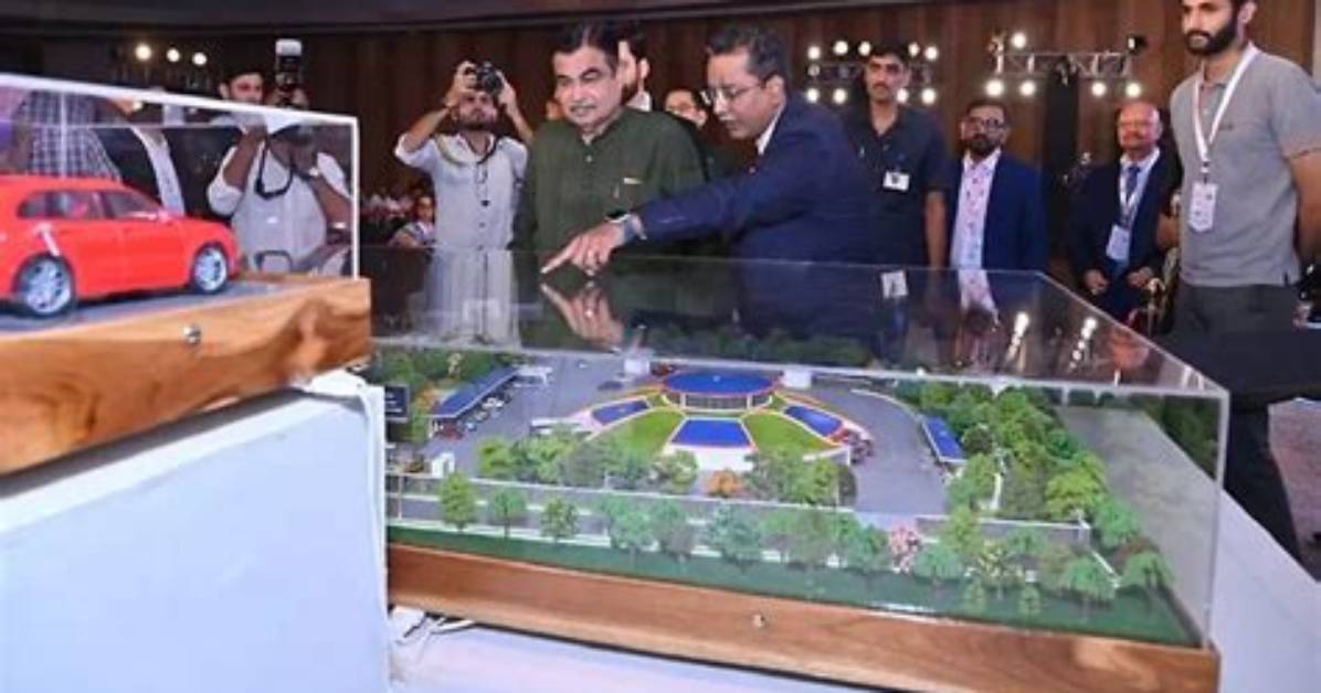 Gadkari Unveils Miniature of National Highway Ev Charging Station to Compete with Petrol Pumps